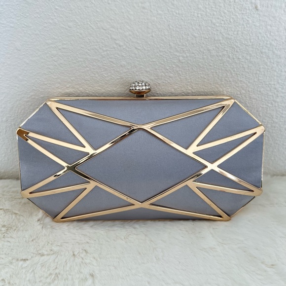 Inc International Concepts Alea Geometric Clutch Silver Gold Crossbody - Picture 2 of 8